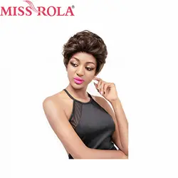 Мисс Рола Короткие человеческих волос парики бразильский Боб парик объемная волна-парики Remy для черный Для женщин машина сделала