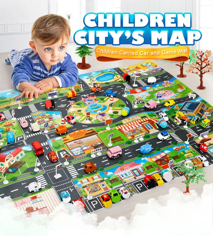130cmx100cm Baby Play Mat Traffic City Map Car Toys Model Crawling Mat
