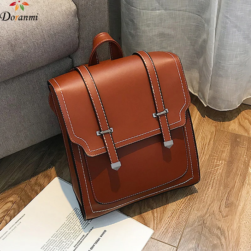 

DORANMI Classic Schoolbag Women's Backpack 2019 Fashion Leather Square Back Shoulder Bag Book Bags Female Big Mochila DJB743