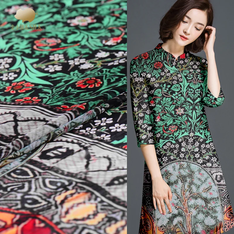 

140cm digital printing silk linen fabric 12mm Chinese silk fabric cheongsam dress natural linen fabric wholesale linen cloth