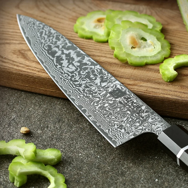XINZUO 8 5 ''в шеф повара кухонный нож сталь Высокоуглеродистая VG10 Дамасская Santoku