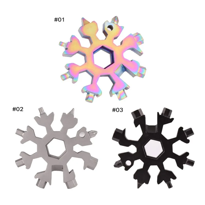 

EDC Tool 18-in-1 multi-tool card combination Compact and portable outdoor products Snowflake EDC tool card