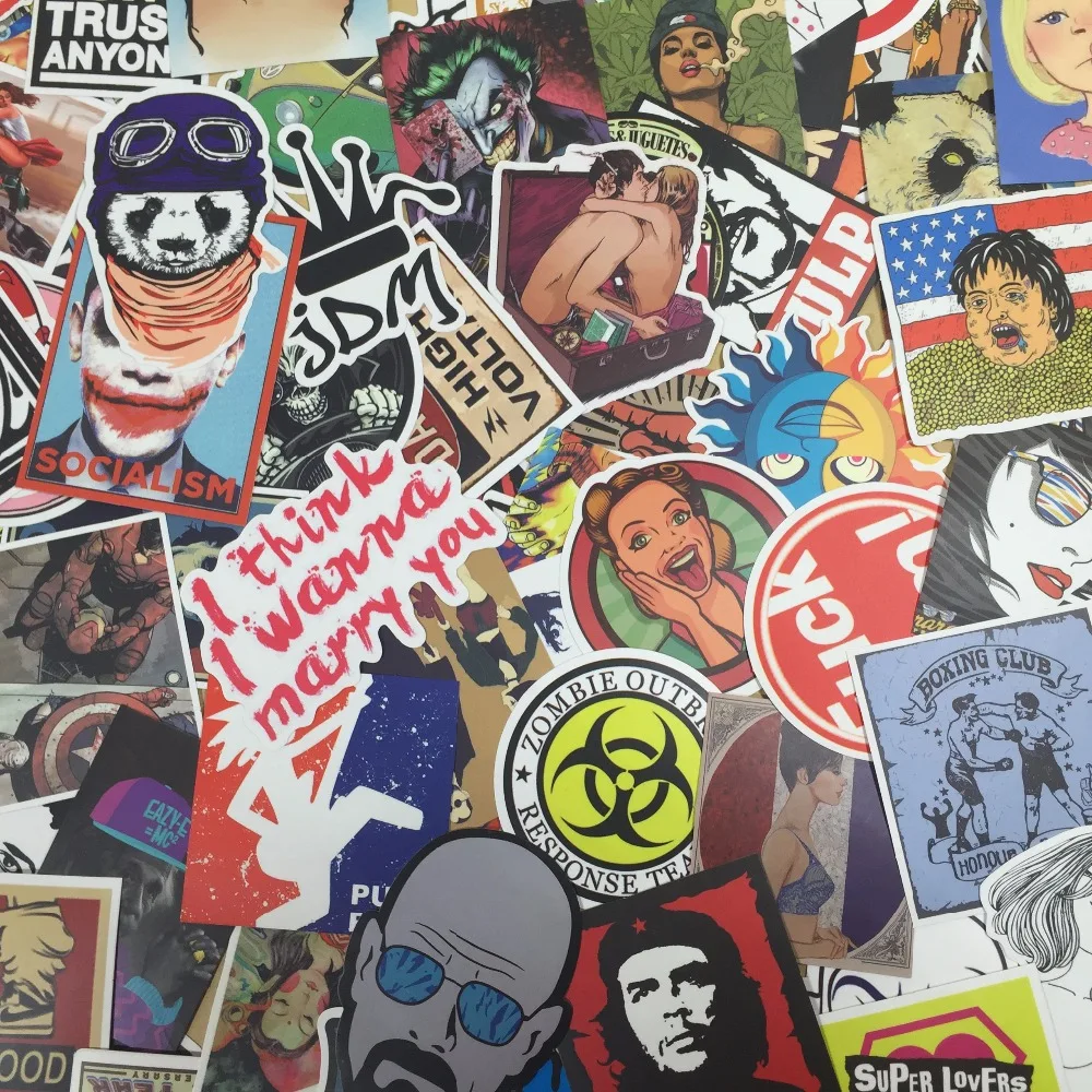 200 pcs Stickers Car Styling Mix Skateboard Laptop Luggage Snowboard Car Fridge Phone DIY Vinyl Decal Motorcycle Stickers Covers