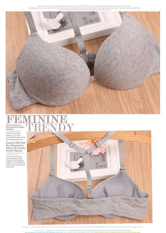 Комплекты белья женщин тонкий срез нижнее белье из хлопка sexy Y слово пряжки конфеты цветные пуговицы спереди бюстгальтер push up комплект нижнего белья