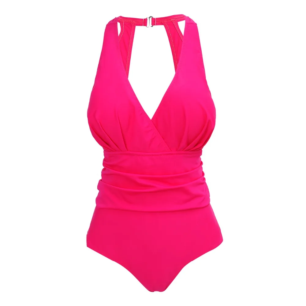 New Push Up One Piece Swimwear Women Plus Size Swimsuit V ...