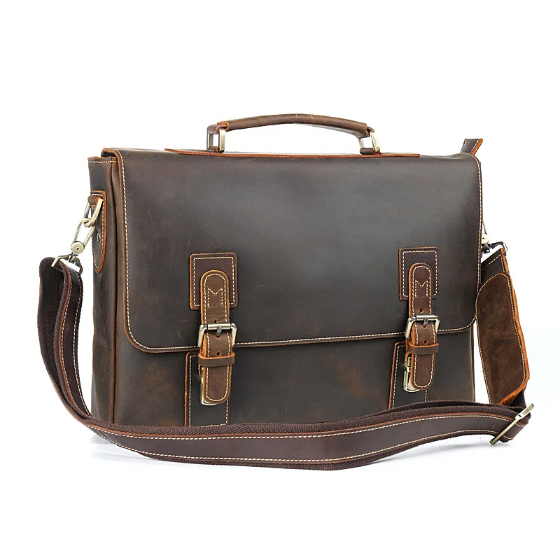 Men'S Briefcase Bag Men'S Genuine Leather Bags Male Man 14inch Business ...