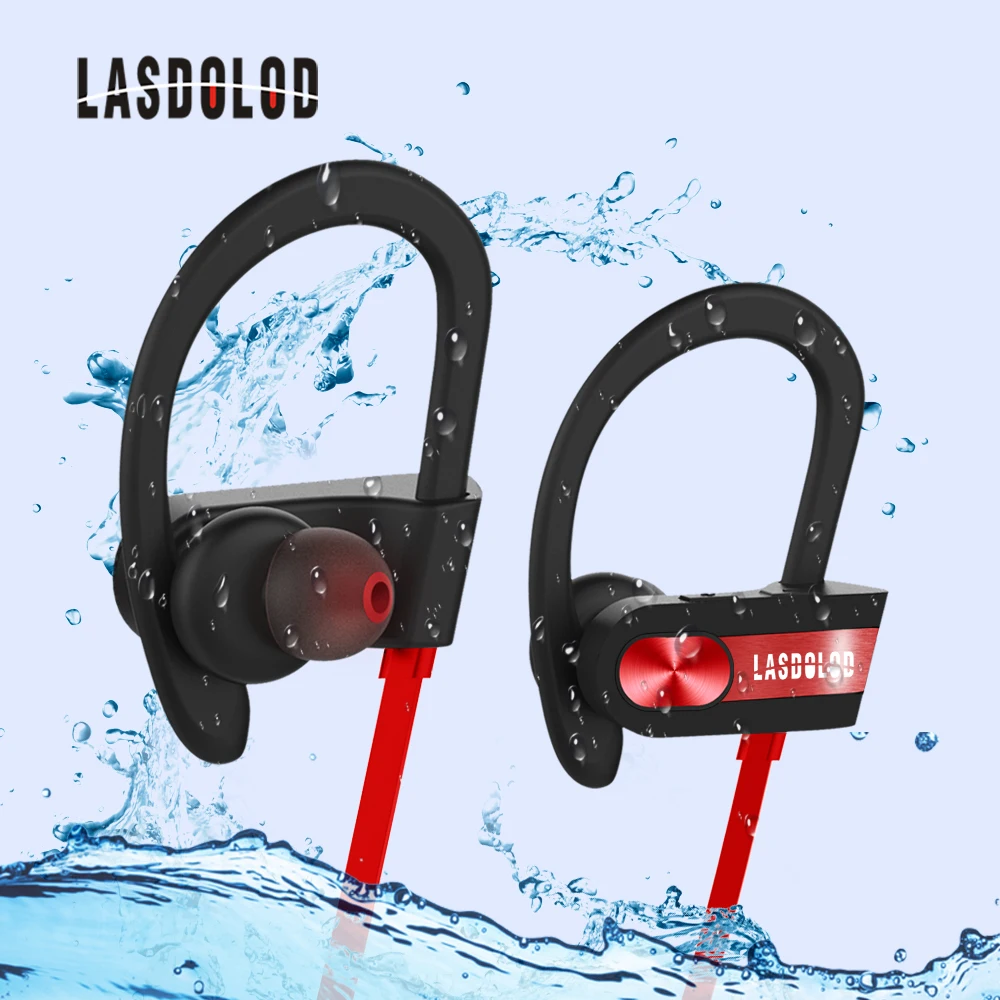 Lasdolod Bluetooth наушники спортивные беспроводной с микрофоном Красный HI Fi гарнитура