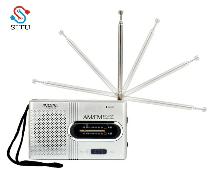 

Universal BC-R21 Portable Mini AM FM Radio Stereo Speakers Music Player Dual Band Receiver Channel 88-108MHz Antenna