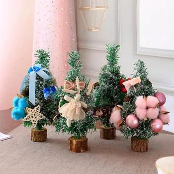 

1pc 4 Colors 20cm Mini Christmas Trees Decorations Small Pine Tree Placed In The Desktop Festival Home Party Ornaments