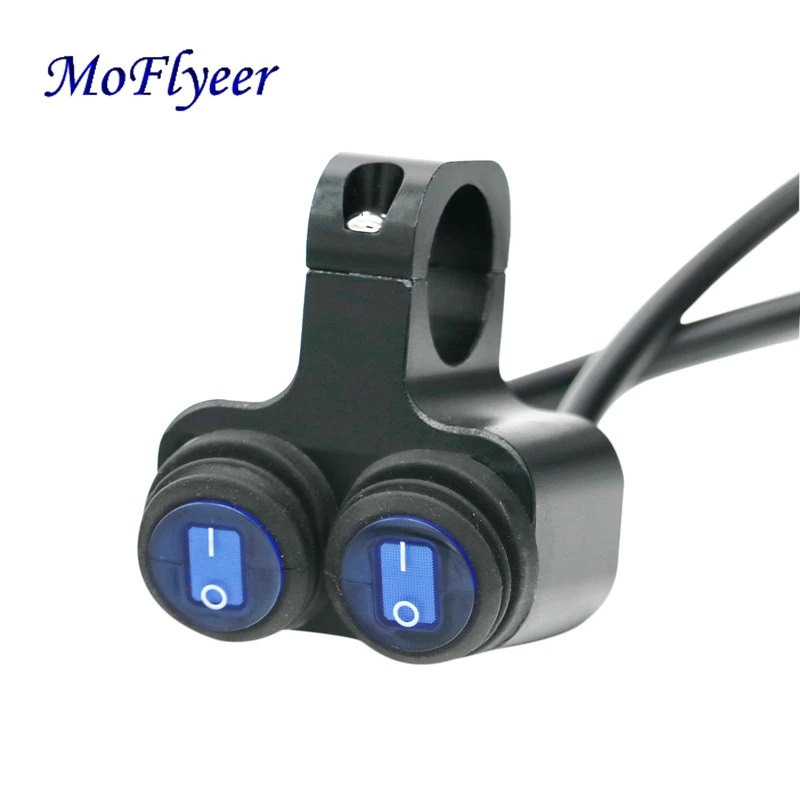 

MoFlyeer Motorcycle Handlebar Switch 2 Control Button Motorbike 22mm 7/8" Bar Refit Switches ON/OFF Indicator