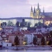 Castle lit up at dusk  Hradcany Castle  Prague  Czech Republic Poster Print (36 x 12)
