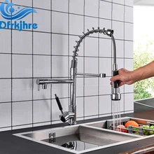 Dfrkjhre современный стиль смесители для кухни с одним отверстием, кухонный смеситель с поворотным изливом кран с черным корпусом хром