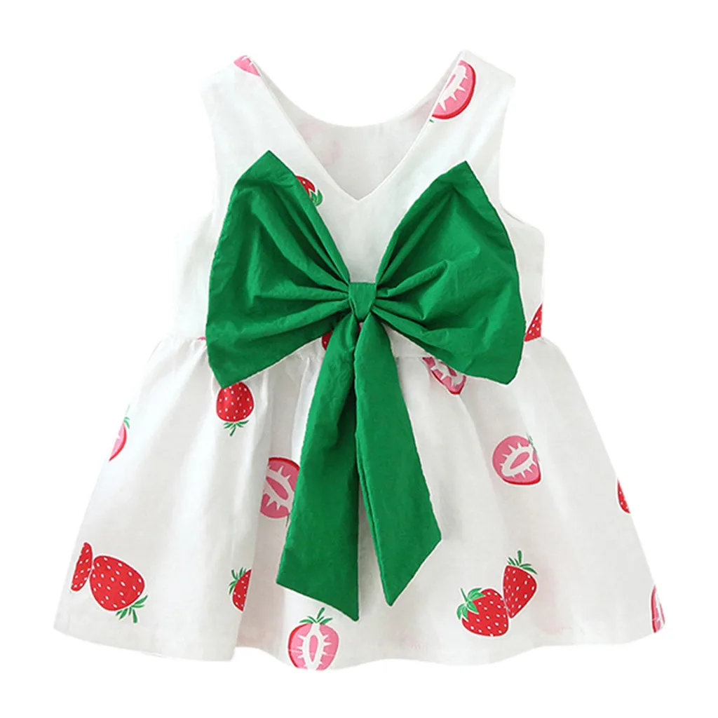 2019 г. Детские платья для девочек, вечерние платья принцессы с бантом и принтом фруктов, одежда костюм для фотосъемки jurk meisje, 70-100