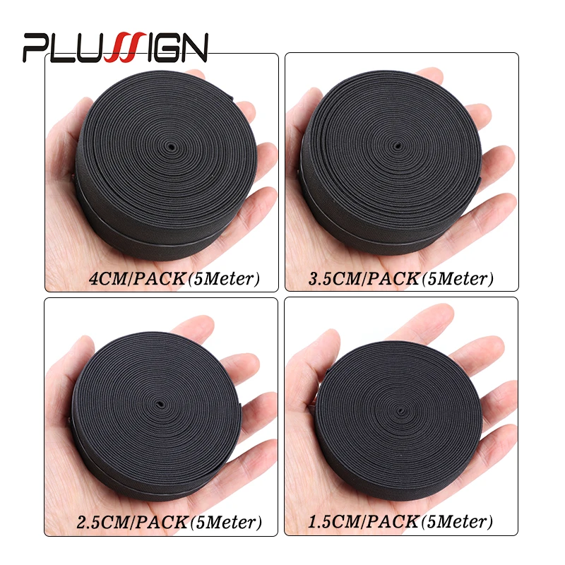 

5Meters Plussign Black Elastic Wig Bands For Wig Cap 15 25 35 40Mm Width Thicken Adjustable Elastic Band For Lace Wigs