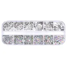 12 шт AB прозрачные 3D Стразы для маникюра Стразы смешанные размеры круглые бусины DIY украшения камни аксессуары для макияжа