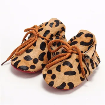 

Hongteya 2020 Zebra Leopard Baby Shoes Horse Hair Genuine Leather Leopard Shoes Soft Soled First Walker Infant Baby Boy Shoes