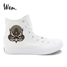 Вэнь однотонные белые туфли дизайн орел тотем ястреб холст спортивная обувь для женщин мужчин Вулканизированная обувь сезон