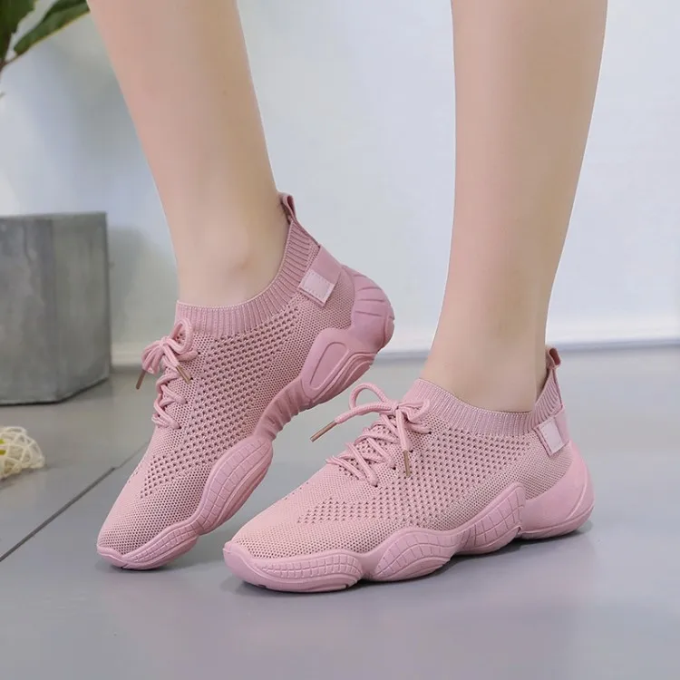 Летняя женская обувь на плоской подошве; Повседневная модная женская обувь на плоской платформе из дышащего сетчатого материала; прогулочная обувь на плоской подошве со шнуровкой; высокое качество;#801 - Цвет: Pink