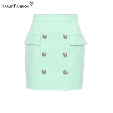 HarleyFashion Европейская и американская элегантная женская облегающая короткая юбка с высокой талией и однотонными пуговицами, универсальный размер Saia