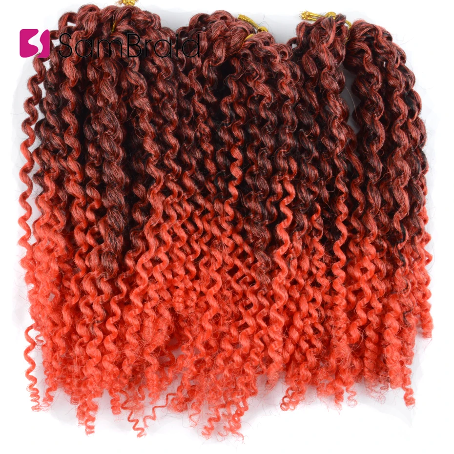 

SAMBRAID Afro Kinky Curly Bulk Synthetic Hair 8 Inch 3 Pieces/set Crochet Hair Extensions Marlybob Crochet Braiding Hair