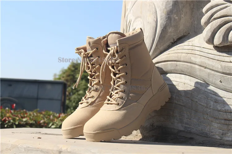Для мужчин; стиль милитари армейский пустынный спецназ ботинки из дышащей кожи с сеткой высокие походные ботинки обувь для альпинистов