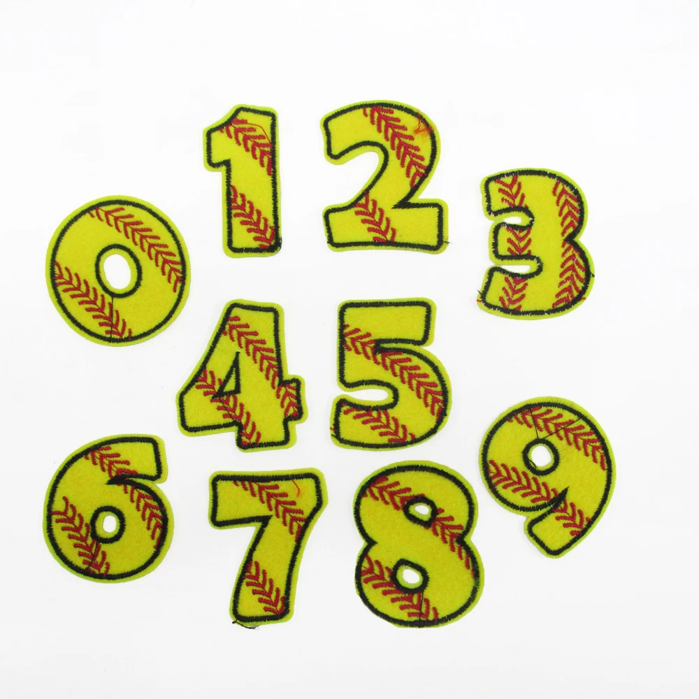 

2'' back with glue softball numbers embroidery patch diy clothing patch applique blossom DIY Accessory Sewing Supplies,20Y52139