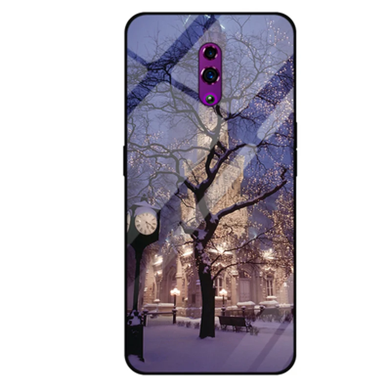 Чехол для OPPO Reno, Модный чехол из закаленного стекла с рисунком из мягкого силикона с узором для OPPO Reno, задняя крышка для OPPOReno Shell