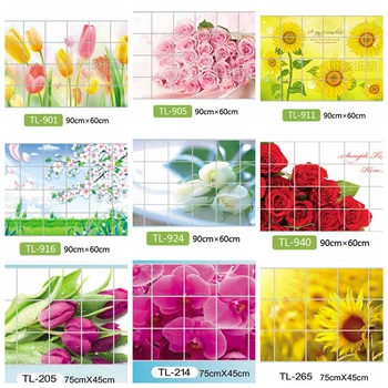 

Zs Sticker Home Decoration Accessories Waterproof Aluminum Foil Sticker Tile Kitchen Bathroom Wall Decoration Tulip Flower Rose