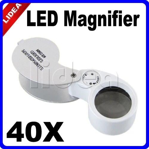 40x25mm potable handheld lectura Objetivos lupa iluminada lupa con luz