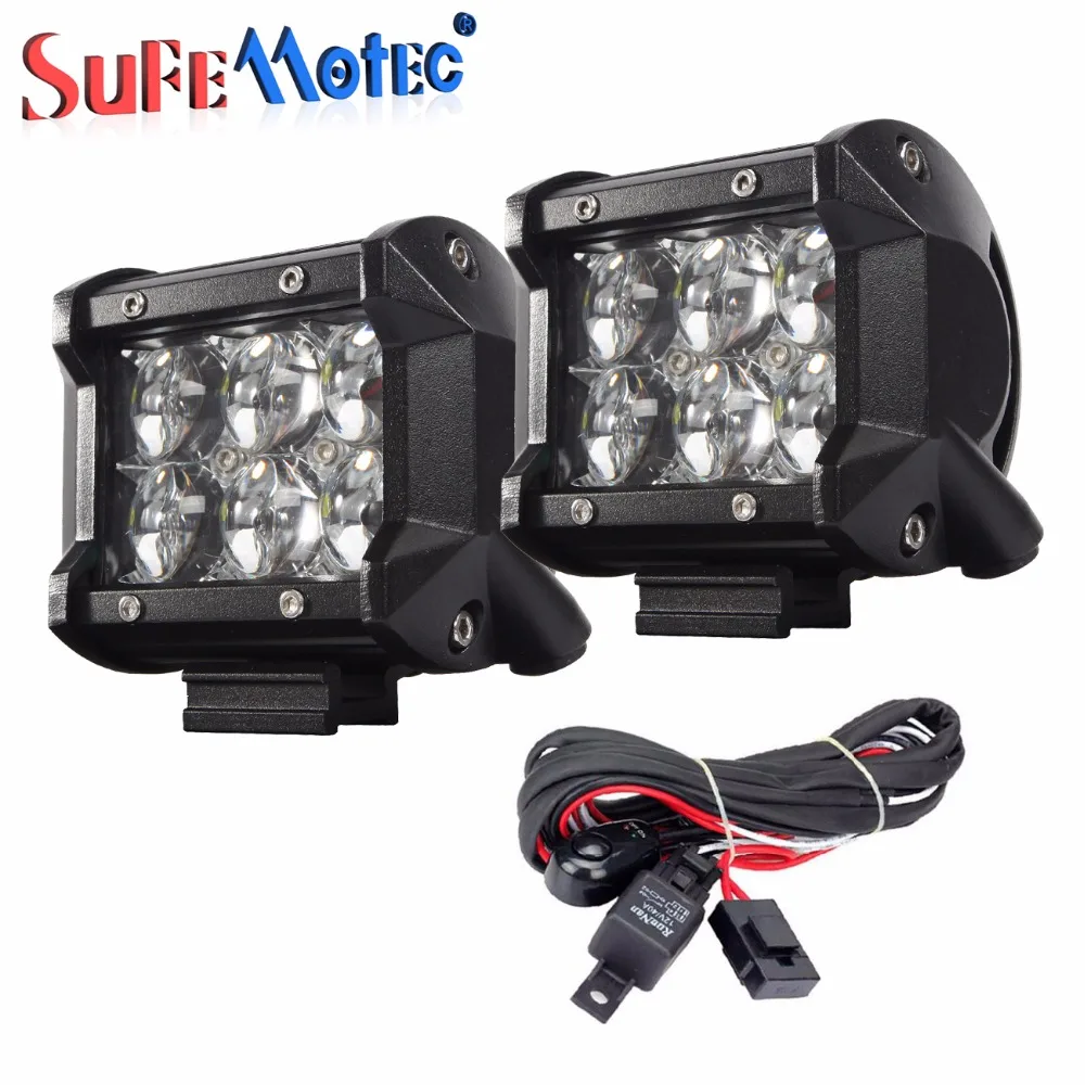 

2PCS 4'' 18W 30W 3D 4D 5D LED Work Light SUV ATV 4X4 Driving Light Bar For Offroad Car Motorcycle Fog Lamp with Wire Harness Kit