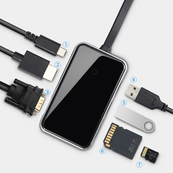 

New high-end glass surface usb hub to PD multi-function converter SD card 567 port VGA expansion