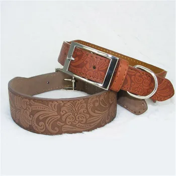 

Fashion PU Leather Dog Collar Flower Design Simple Pet Collar for Medium and Big Size Dog Pet Supplies Accessories(brown)
