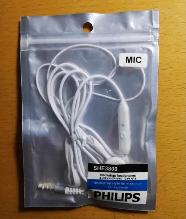 Philips SHE3800 Проводные 3,5 мм наушники-вкладыши с микрофоном гарнитура для Xiaomi HUAWEI смартфон