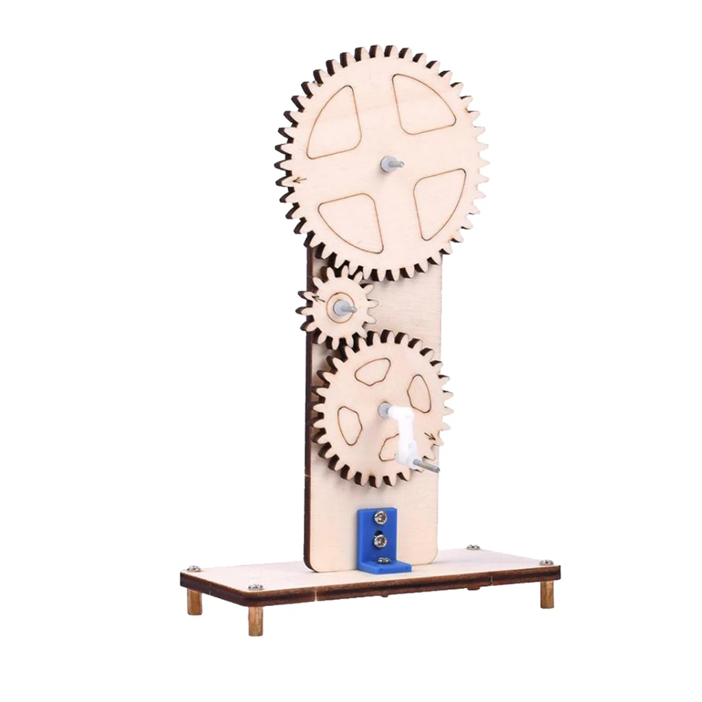 DIY 3D  Assembly Wooden Puzzle Mechanical Gear Drive Model Toys Building Kit Toys Gift for Children