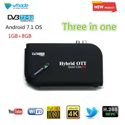 2019 Vmade новый HD цифровой DVB T2 S2 и Android ТВ коробка Android 7,1 Amlogic S905D 1 GB 8 GB H.265 Поддержка WI-FI и YouTube ТВ приемник