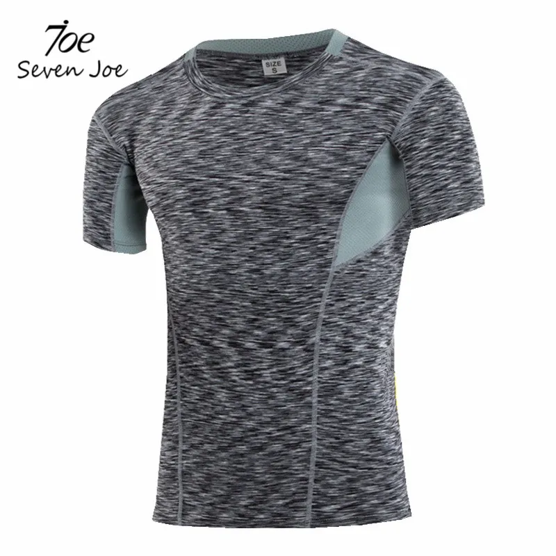 

Seven Joe New Compression Shirts Men striped T-shirts Short Sleeve GYMS Fitness Body Building Male Crossfit Tops