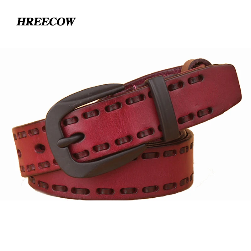 

Genuine Leather Women Belt Luxury Designer Belt For Women High Quality Black Buckle Jeans Belt Cowskin Casual Belts