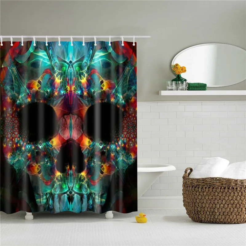 3D печать цветы череп высокое качество моющиеся занавески экран для ванной комнаты украшения полиэстер ткань занавеска для душа - Цвет: TZ170338
