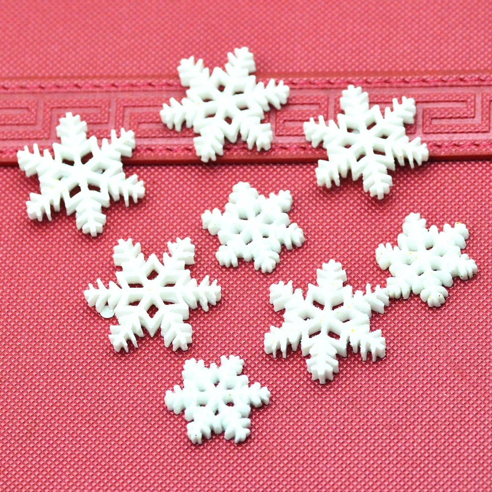 Рождественская распродажа 20 шт 20 мм-26 мм белая блестящая Рождественская Снежинка | полимерные Рождественские снежинки Кабошоны