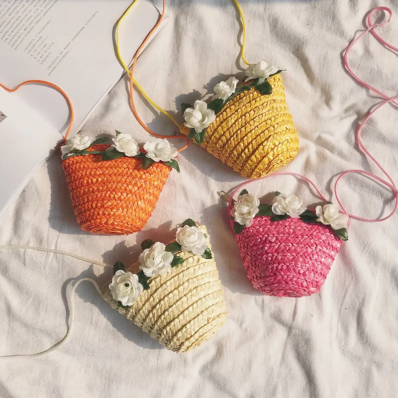 Mini Handbag Women Straw Flower Messenger Shoulder Bag Summer Boho Beach For Girls 2019 New huismerk kopen in de aanbieding