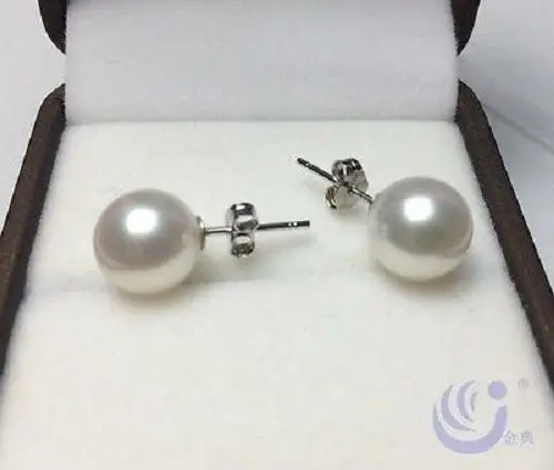 

jewerly Selling>PERFECT Round 9-10 MM AAA+ WHITE AKOYA PEARLS EARRING>free shipping
