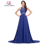 Save 12.47 on Grace Karin Evening Dress Long Chiffon Royal Blue Formal Party Gowns Vestido Festa Backless Bead Dinner Special Occasion Dress