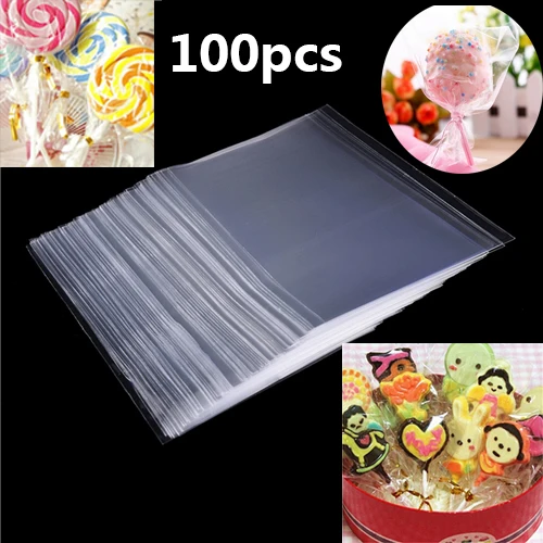 

100pcs/lot Clear Resealable Bakery Candy Cello Bags Plastic Envelope Cookie Packaging Bags Jewelry Pouch 9cm X 15cm
