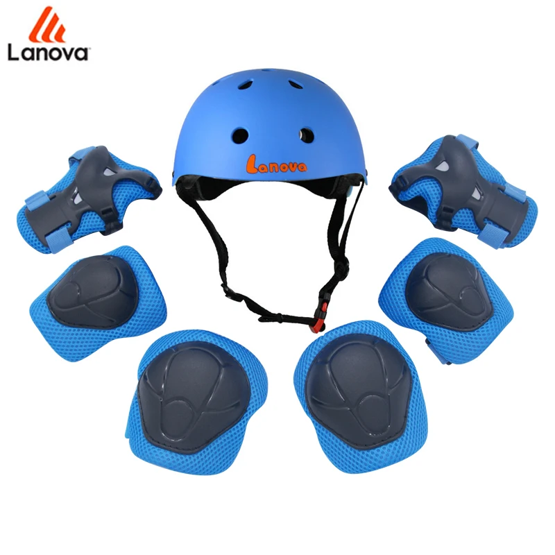 

LANOVA 7pcs/Set Protective Gear Set Kids Knee Pads Elbow Pads Wrist Protector Protection helmt for Scooter Cycling Roller Skate