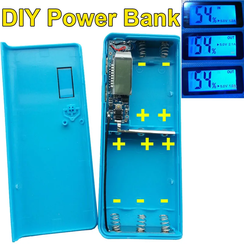 

DIY Cell Box Portable External Battery Mobile Phone Charger Power Bank Box Shell 5 x 18650 diy Power bank with LCD Display