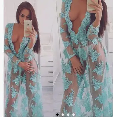 Новое сексуальное женское белье, популярная Экзотическая одежда, кружевные пикантные костюмы, прозрачное вечернее платье небесно-голубого цвета с глубоким v-образным вырезом, длинное платье для женщин