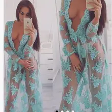 Новое сексуальное женское белье, популярная Экзотическая одежда, кружевные пикантные костюмы, прозрачное вечернее платье небесно-голубого цвета с глубоким v-образным вырезом, длинное платье для женщин