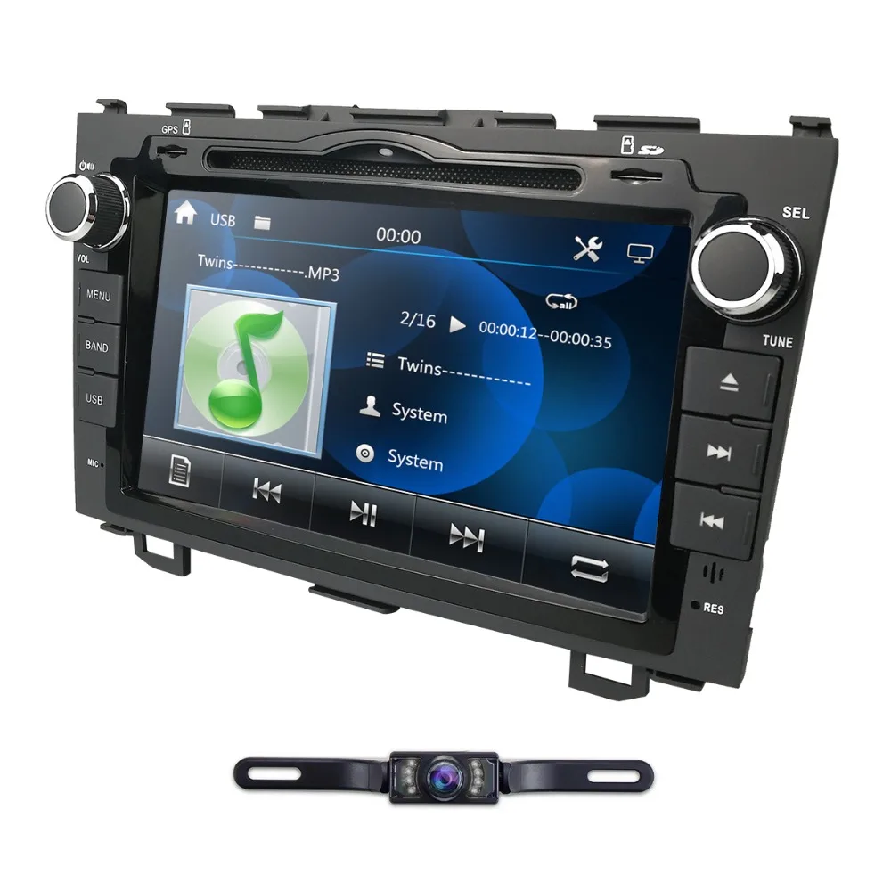 Perfect HIZPO Car DVD 8Inch Player Radio for HONDA CRV 2007-2011 GPS Navigation RDS/USB/SD/SWC/BT/Subwoofer output/DAB+ Free rear camera 3