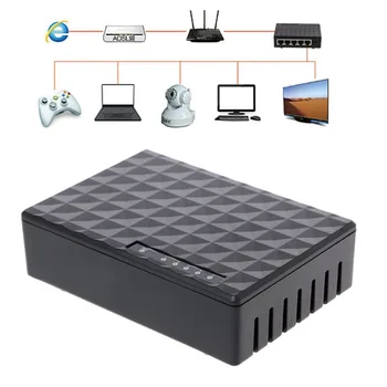 

New RJ45 MINI 5-Ports Fast Ethernet Network Black Switch Hub For Desktop PC