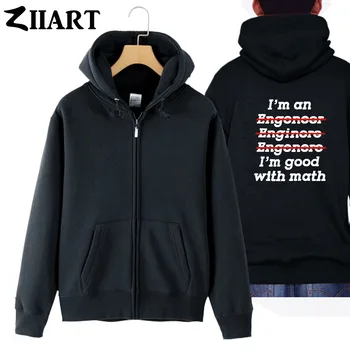 

GEEK I AM AN ENGINEER I'M GOOD AT MATH couple clothes girl woman female cotton full zip hooded Coats Jackets
